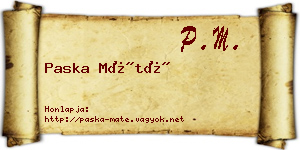 Paska Máté névjegykártya
