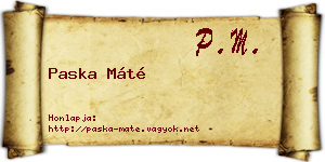 Paska Máté névjegykártya